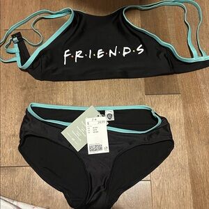 H&M Black and Teal Bikini Set